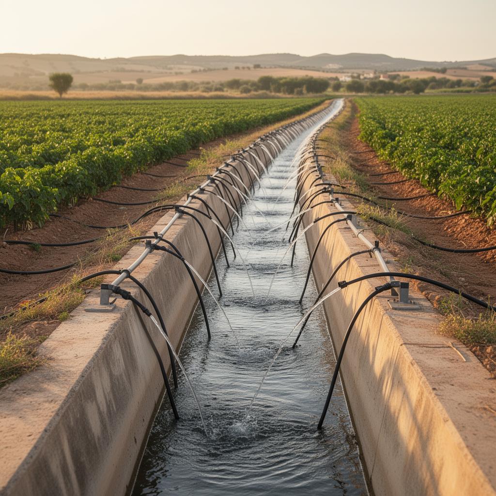 Canal de riego en una comunidad de regantes