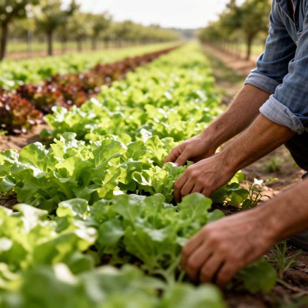 Producción de campo con cultivo en hilera